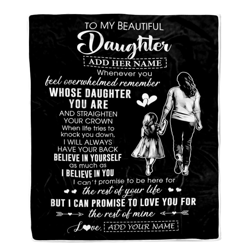 Personalized To My Beautiful Daughter Blanket From Mom Mother Father Believe In Yourself Daughter Birthday Gifts Christmas Customized Fleece Throw Blanket | siriusteestore