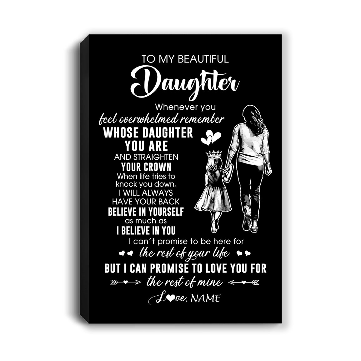Personalized To My Beautiful Daughter Canvas From Mom Mother Father Believe In Yourself Daughter Birthday Gifts Christmas Custom Wall Art Print Framed Canvas | siriusteestore