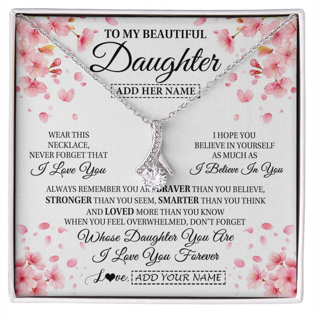 Alluring Beauty Necklace 14K White Gold Finish | 1 | Personalized To My Beautiful Daughter From Mom Dad Mother Father Necklace Never Forget Birthday Gifts For Daughter Gift Christmas Gift Box Message Card | siriusteestore.myshopify