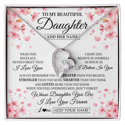 Forever Love Necklace 14K White Gold Finish | 1 | Personalized To My Beautiful Daughter From Mom Dad Mother Father Necklace Never Forget Birthday Gifts For Daughter Gift Christmas Gift Box Message Card | siriusteestore.myshopify