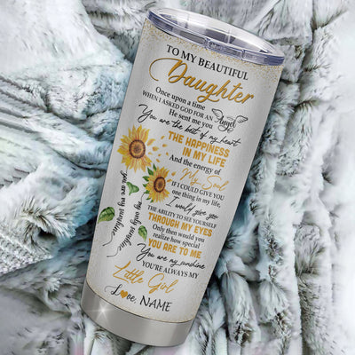 Personalized To My Beautiful Daughter From Mom Dad Mother Stainless Steel Tumbler Cup I Love You To Moon Elephant Sunflower Daughter Birthday Christmas Travel Mug | siriusteestore