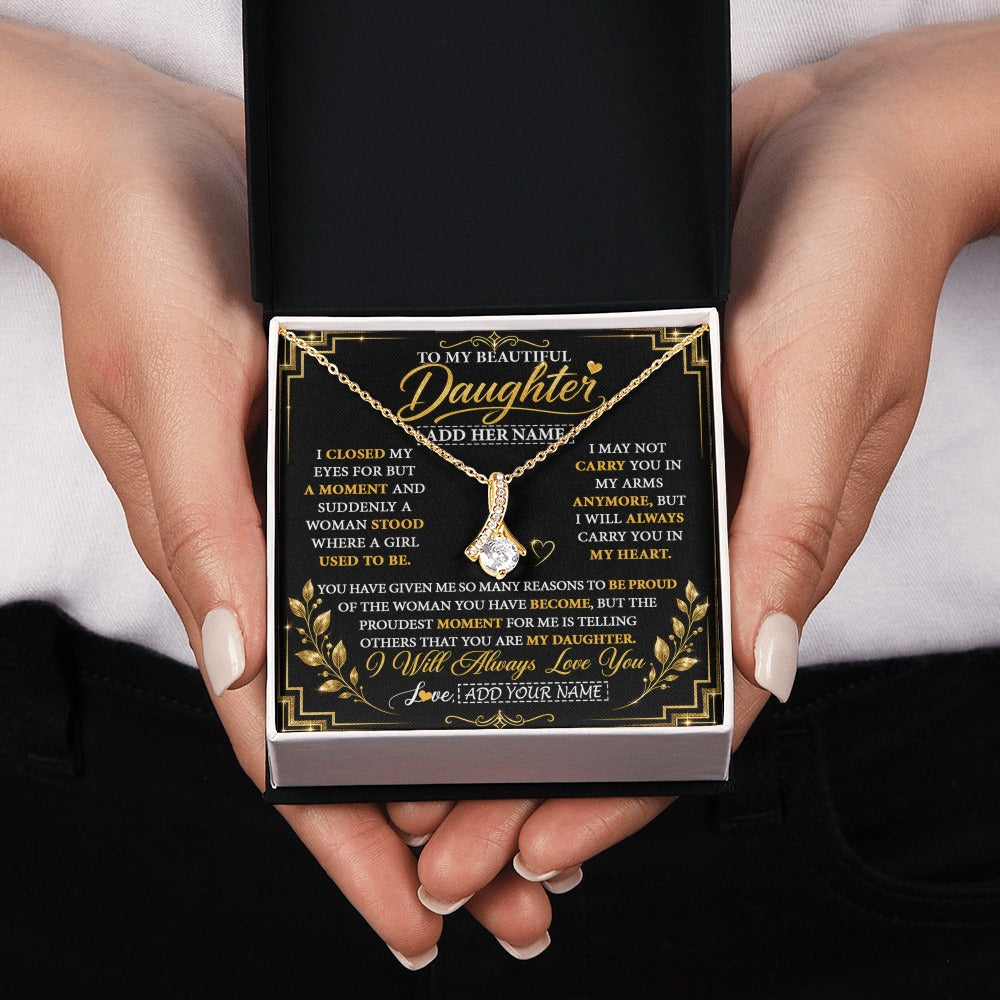 Alluring Beauty Necklace 18K Yellow Gold Finish | 2 | Personalized To My Beautiful Daughter Gifts From Mom Dad Pendant Necklace I Close My Eyes Daughter Birthday Gifts Christmas Graduation Gift Box Message Card | https://siriusteestore.