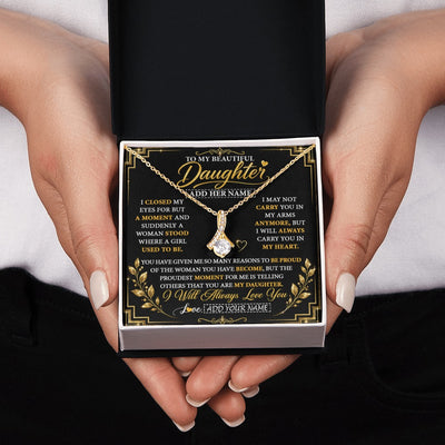 Alluring Beauty Necklace 18K Yellow Gold Finish | 2 | Personalized To My Beautiful Daughter Gifts From Mom Dad Pendant Necklace I Close My Eyes Daughter Birthday Gifts Christmas Graduation Gift Box Message Card | https://siriusteestore.