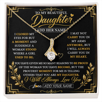 Alluring Beauty Necklace 18K Yellow Gold Finish | 1 | Personalized To My Beautiful Daughter Gifts From Mom Dad Pendant Necklace I Close My Eyes Daughter Birthday Gifts Christmas Graduation Gift Box Message Card | https://siriusteestore.