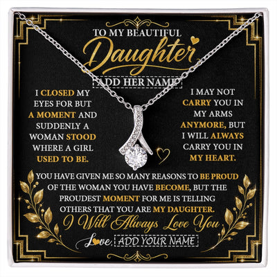Alluring Beauty Necklace 14K White Gold Finish | 1 | Personalized To My Beautiful Daughter Gifts From Mom Dad Pendant Necklace I Close My Eyes Daughter Birthday Gifts Christmas Graduation Gift Box Message Card | https://siriusteestore.