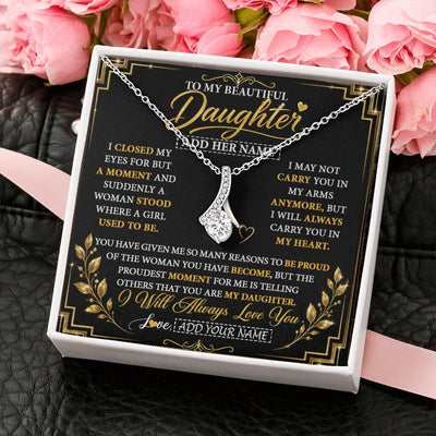 Alluring Beauty Necklace 14K White Gold Finish | 2 | Personalized To My Beautiful Daughter Gifts From Mom Dad Pendant Necklace I Close My Eyes Daughter Birthday Gifts Christmas Graduation Gift Box Message Card | https://siriusteestore.