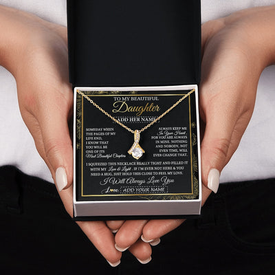 Alluring Beauty Necklace 18K Yellow Gold Finish | 2 | Personalized To My Beautiful Daughter Gifts Necklace From Mom Dad Feel My Love For Adult Daughter Graduation Christmas Graduation Custom Gift Box Message Card | https://siriusteestore.