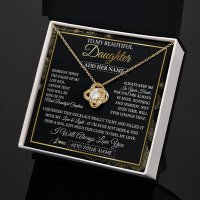 Love Knot Necklace 18K Yellow Gold Finish | 2 | Personalized To My Beautiful Daughter Gifts Necklace From Mom Dad Feel My Love For Adult Daughter Graduation Christmas Graduation Custom Gift Box Message Card | https://siriusteestore.
