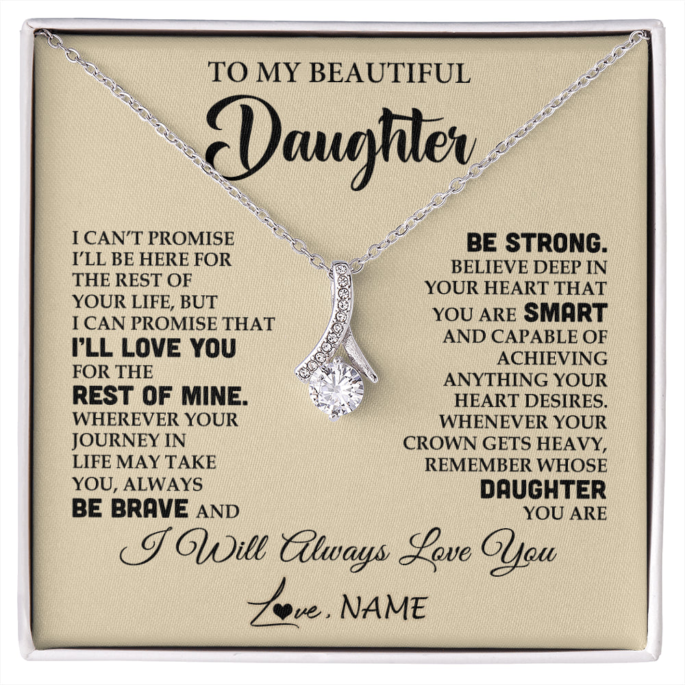 Alluring Beauty Necklace 14K White Gold Finish | 1 | Personalized To My Beautiful Daughter Gifts Necklace From Mom Dad Inspirational Birthday Gift For Daughter Graduation Christmas Customized Gift Box Message Card | siriusteestore