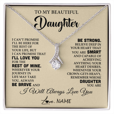 Alluring Beauty Necklace 14K White Gold Finish | 1 | Personalized To My Beautiful Daughter Gifts Necklace From Mom Dad Inspirational Birthday Gift For Daughter Graduation Christmas Customized Gift Box Message Card | siriusteestore