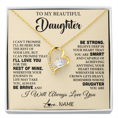 Forever Love Necklace 18K Yellow Gold Finish | 1 | Personalized To My Beautiful Daughter Gifts Necklace From Mom Dad Inspirational Birthday Gift For Daughter Graduation Christmas Customized Gift Box Message Card | siriusteestore