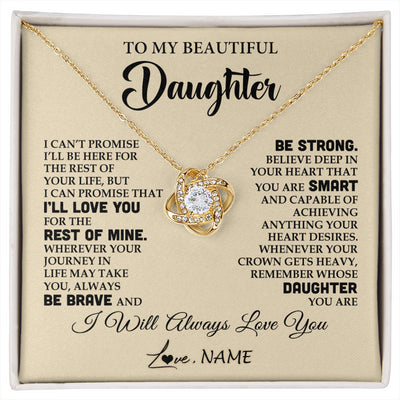 Love Knot Necklace 18K Yellow Gold Finish | 1 | Personalized To My Beautiful Daughter Gifts Necklace From Mom Dad Inspirational Birthday Gift For Daughter Graduation Christmas Customized Gift Box Message Card | siriusteestore