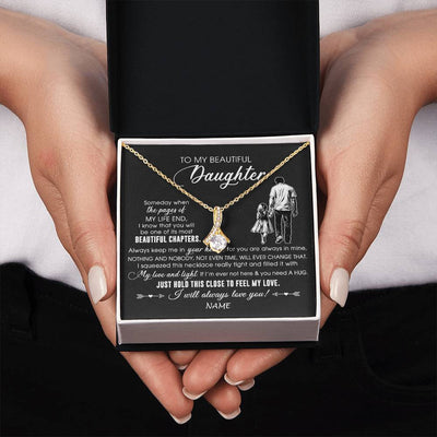 Alluring Beauty Necklace 18K Yellow Gold Finish | 2 | Personalized To My Beautiful Daughter Necklace From Dad Father Always Love You Daughter Birthday Graduation Christmas Customized Gift Box Message Card | siriusteestore