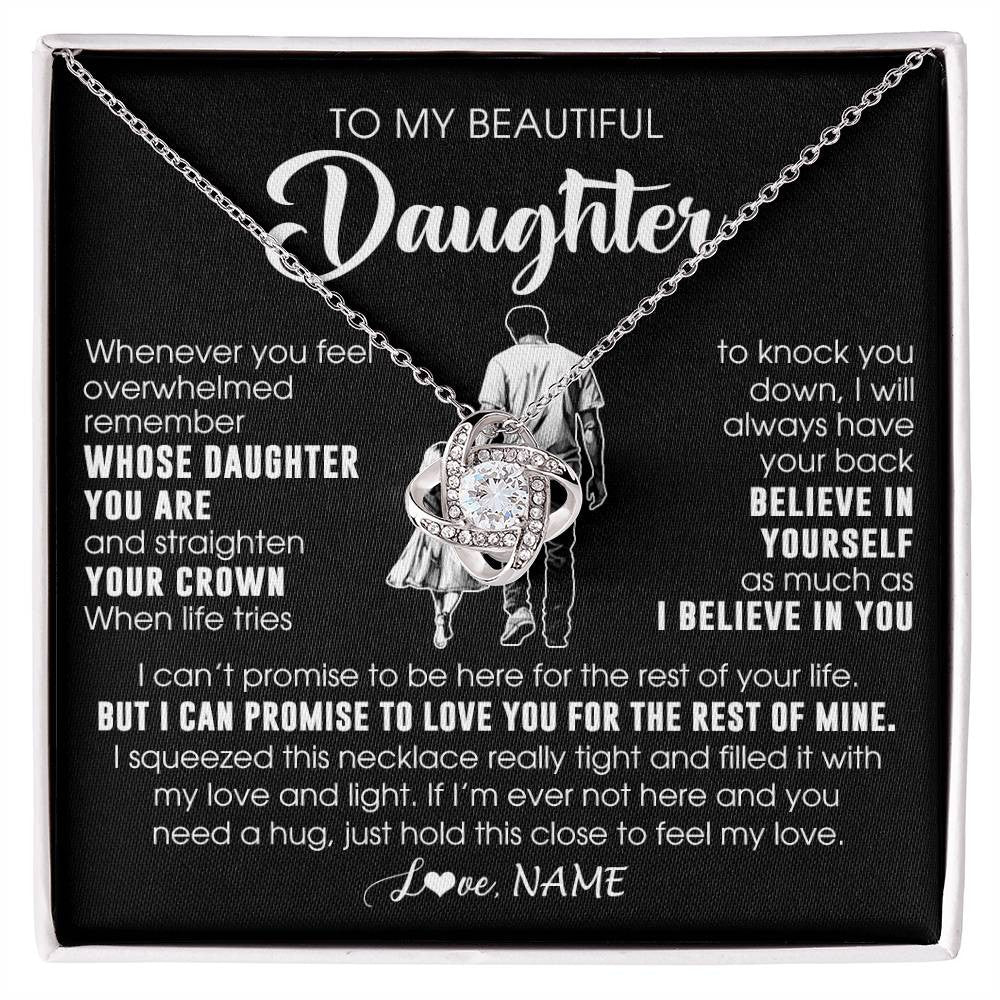 Love Knot Necklace 14K White Gold Finish | 1 | Personalized To My Beautiful Daughter Necklace From Dad Father Believe In Yourself Daughter Birthday Gifts Jewelry Christmas Customized Message Card | siriusteestore