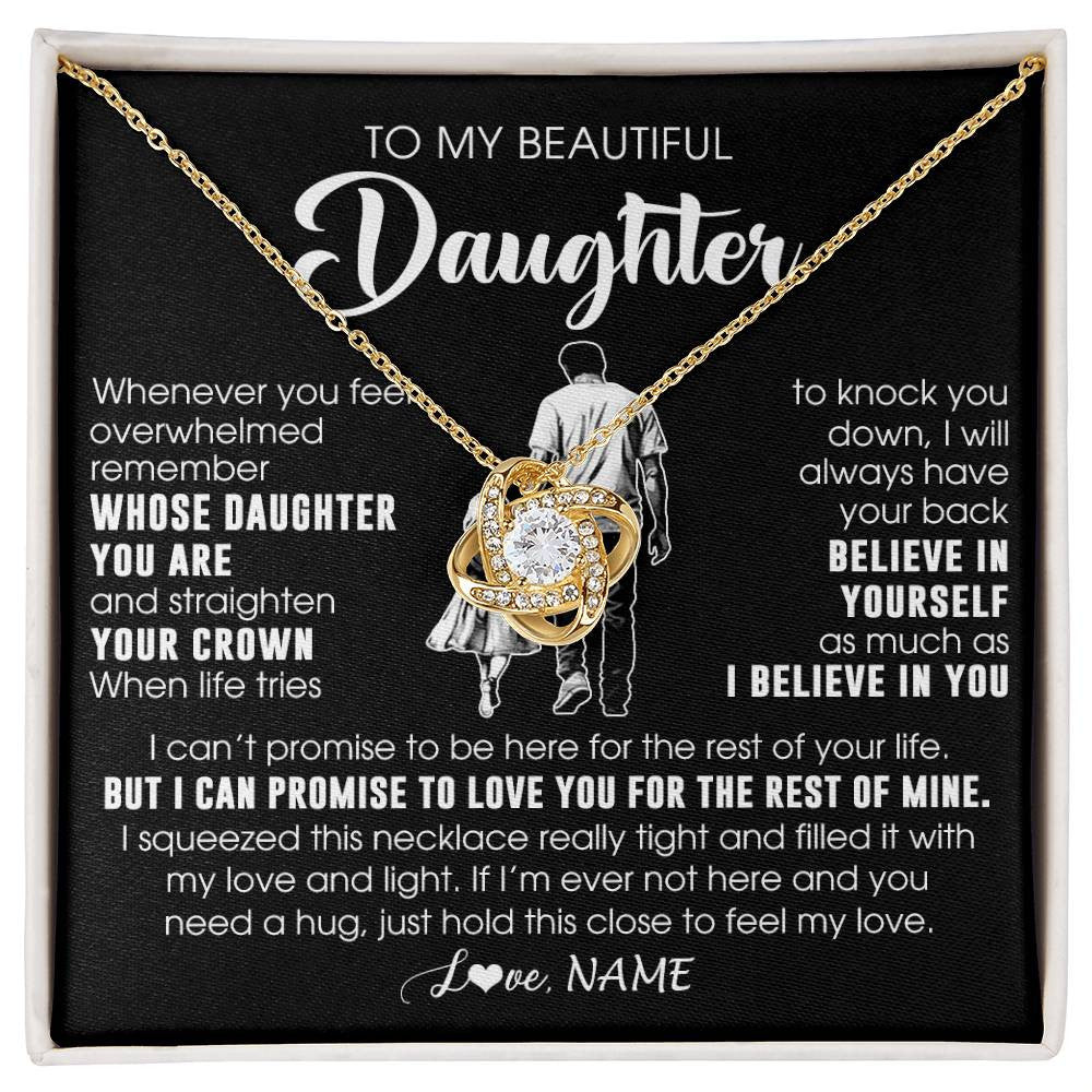 Love Knot Necklace 18K Yellow Gold Finish | 1 | Personalized To My Beautiful Daughter Necklace From Dad Father Believe In Yourself Daughter Birthday Gifts Jewelry Christmas Customized Message Card | siriusteestore