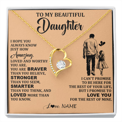 Forever Love Necklace 18K Yellow Gold Finish | 1 | Personalized To My Beautiful Daughter Necklace From Dad Father Promise To Love You Daughter Birthday Jewelry Christmas Customized Gift Box Message Card | siriusteestore