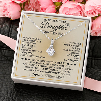 Alluring Beauty Necklace 14K White Gold Finish | 2 | Personalized To My Beautiful Daughter Necklace From Dad Jewelry Present For Women Daughter Birthday Mother's Day Wedding Day Christmas Gift Box Message Card | siriusteestore