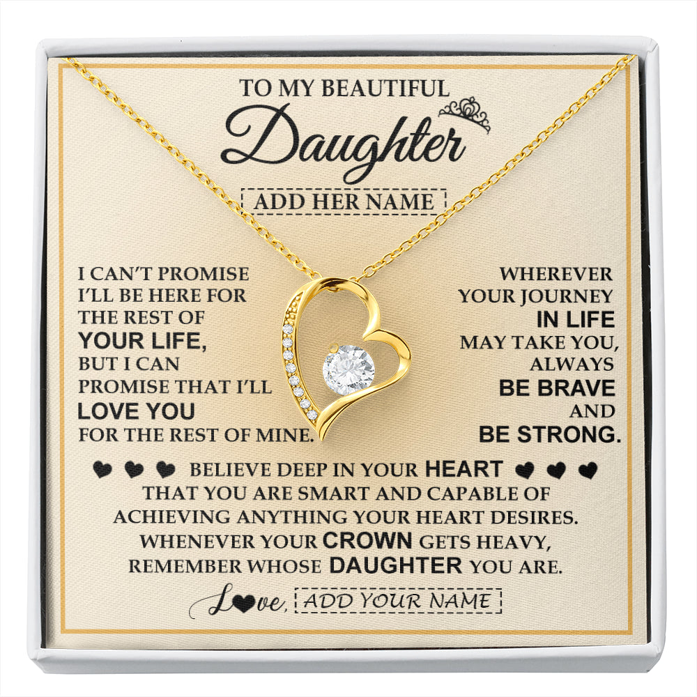 Forever Love Necklace 18K Yellow Gold Finish | 1 | Personalized To My Beautiful Daughter Necklace From Dad Jewelry Present For Women Daughter Birthday Mother's Day Wedding Day Christmas Gift Box Message Card | siriusteestore