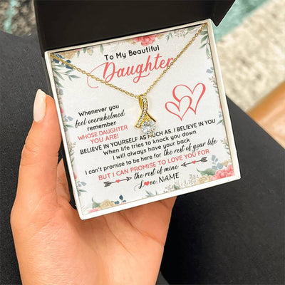 Alluring Beauty Necklace 18K Yellow Gold Finish | 2 | Personalized To My Beautiful Daughter Necklace From Mom Dad Believe In You Daughter Jewelry Birthday Graduation Christmas Customized Gift Box Message Card | siriusteestore