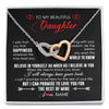 Interlocking Hearts Necklace Stainless Steel & Rose Gold Finish | Personalized To My Beautiful Daughter Necklace From Mom Dad Happiness Wherever Life Daughter Birthday Graduation Christmas Customized Gift Box Message Card | siriusteestore