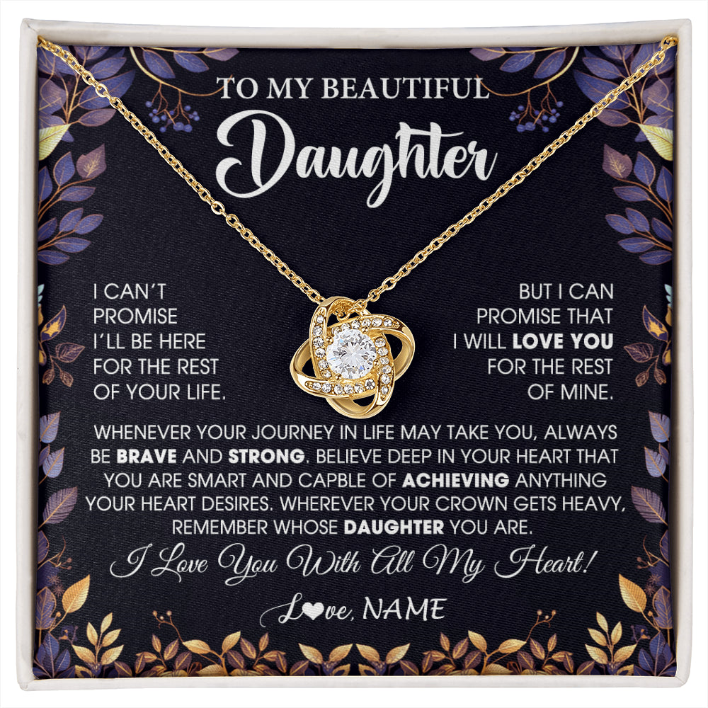 Love Knot Necklace 18K Yellow Gold Finish | 1 | Personalized To My Beautiful Daughter Necklace From Mom Dad Promise Necklace Birthday Gift For Daughter Graduation Christmas Customized Gift Box Message Card | siriusteestore