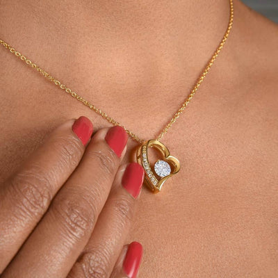 Forever Love Necklace 18K Yellow Gold Finish | Personalized To My Beautiful Daughter Necklace From Mom I Could Give You One Thing In Life Daughter Wedding Day Bride Jewelry Customized Gift Box Message Card | siriusteestore