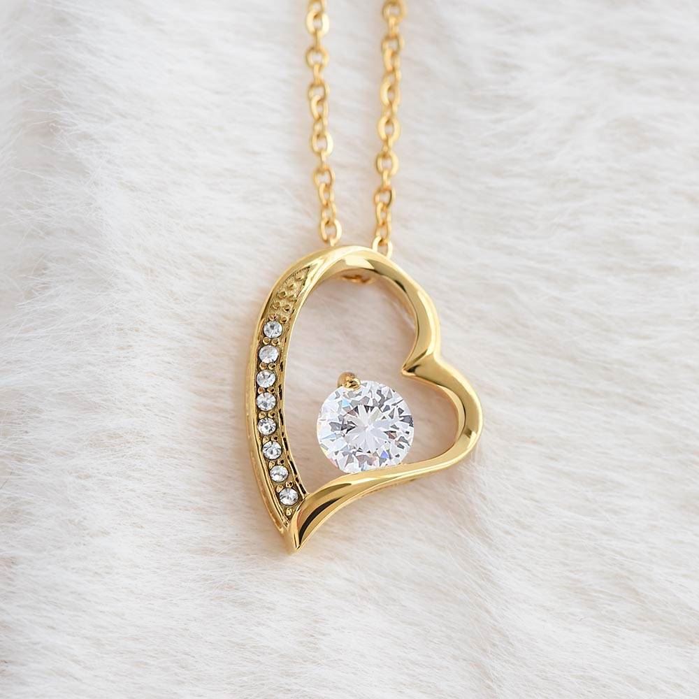 Forever Love Necklace 18K Yellow Gold Finish | Personalized To My Beautiful Daughter Necklace From Mom I Could Give You One Thing In Life Daughter Wedding Day Bride Jewelry Customized Gift Box Message Card | siriusteestore
