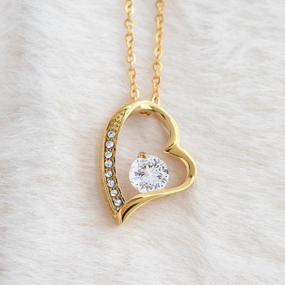 Forever Love Necklace 18K Yellow Gold Finish | Personalized To My Beautiful Daughter Necklace From Mom I Could Give You One Thing In Life Daughter Wedding Day Bride Jewelry Customized Gift Box Message Card | siriusteestore