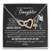 Interlocking Hearts Necklace Stainless Steel & Rose Gold Finish | 1 | Personalized To My Beautiful Daughter Necklace From Mom Mother Always Love You Daughter Birthday Graduation Christmas Customized Gift Box Message Card | siriusteestore