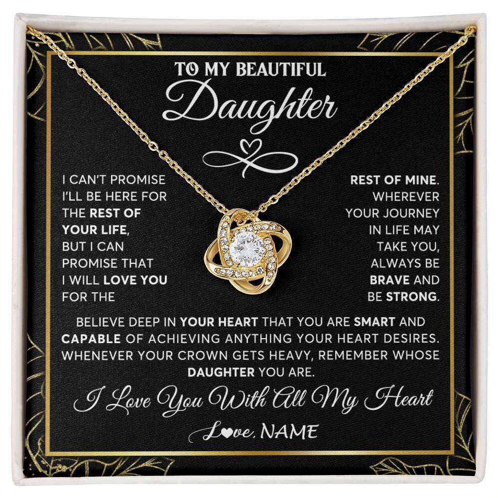 Love Knot Necklace 18K Yellow Gold Finish | 1 | Personalized To My Beautiful Daughter Necklace From Mom Mother Crown Jewelry Gifts For Daughter Birthday Graduation Christmas Customized Gift Box Message Card | siriusteestore