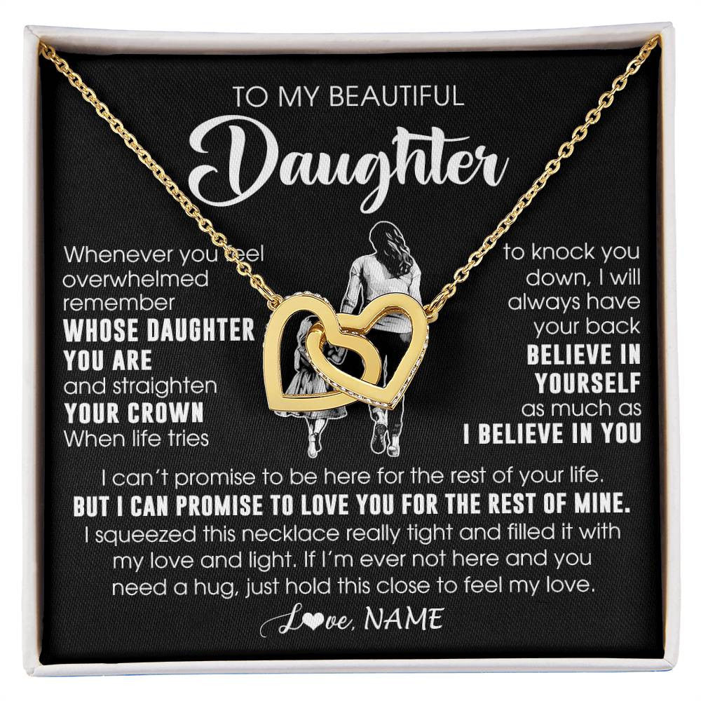 Interlocking Hearts Necklace 18K Yellow Gold Finish | 1 | Personalized To My Beautiful Daughter Necklace From Mom Mother Father Believe In Yourself Daughter Birthday Gifts Jewelry Christmas Customized Message Card | siriusteestore
