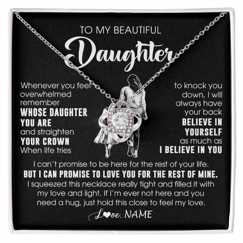 Love Knot Necklace 14K White Gold Finish | 1 | Personalized To My Beautiful Daughter Necklace From Mom Mother Father Believe In Yourself Daughter Birthday Gifts Jewelry Christmas Customized Message Card | siriusteestore
