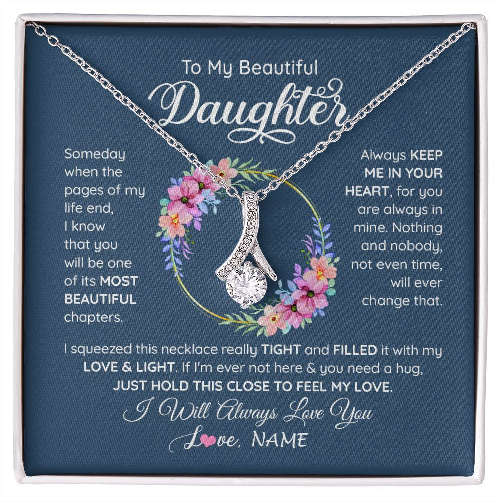 Alluring Beauty Necklace | Personalized To My Beautiful Daughter Necklace From Mom Mother Someday When The Pages Daughter Birthday Graduation Christmas Customized Gift Box Message Card | siriusteestore