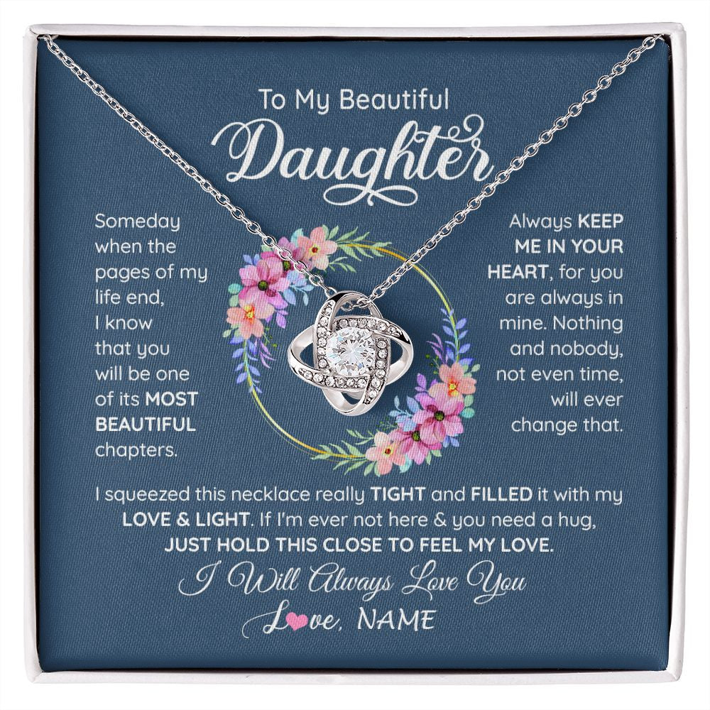 Love Knot Necklace | Personalized To My Beautiful Daughter Necklace From Mom Mother Someday When The Pages Daughter Birthday Graduation Christmas Customized Gift Box Message Card | siriusteestore