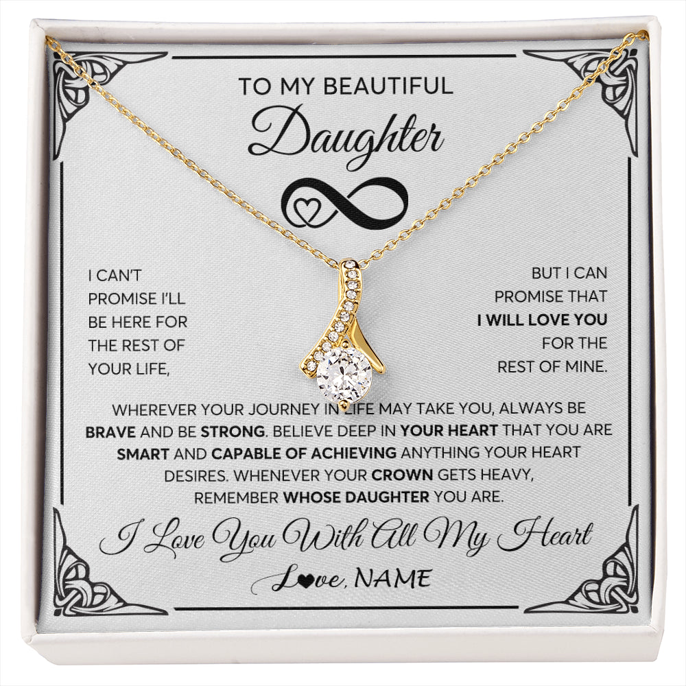 Alluring Beauty Necklace 18K Yellow Gold Finish | 1 | Personalized To My Beautiful Daughter Necklace Women Girls From Mom Dad Mother Love You Daughter Birthday Jewelry Christmas Customized Gift Box Message Card | siriusteestore