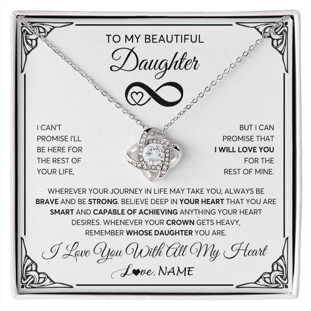 Love Knot Necklace 14K White Gold Finish | 1 | Personalized To My Beautiful Daughter Necklace Women Girls From Mom Dad Mother Love You Daughter Birthday Jewelry Christmas Customized Gift Box Message Card | siriusteestore