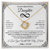 Love Knot Necklace 18K Yellow Gold Finish | 1 | Personalized To My Beautiful Daughter Necklace Women Girls From Mom Dad Mother Love You Daughter Birthday Jewelry Christmas Customized Gift Box Message Card | siriusteestore