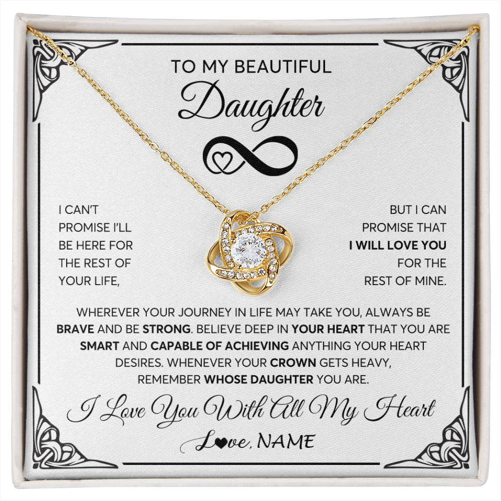 Love Knot Necklace 18K Yellow Gold Finish | 1 | Personalized To My Beautiful Daughter Necklace Women Girls From Mom Dad Mother Love You Daughter Birthday Jewelry Christmas Customized Gift Box Message Card | siriusteestore