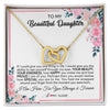 Interlocking Hearts Necklace 18K Yellow Gold Finish | 1 | Personalized To My Beautiful Daughter Necklace from Mom Dad I Am Here For You Floral Daughter Birthday Graduation Christmas Customized Gift Box Message Card | siriusteestore