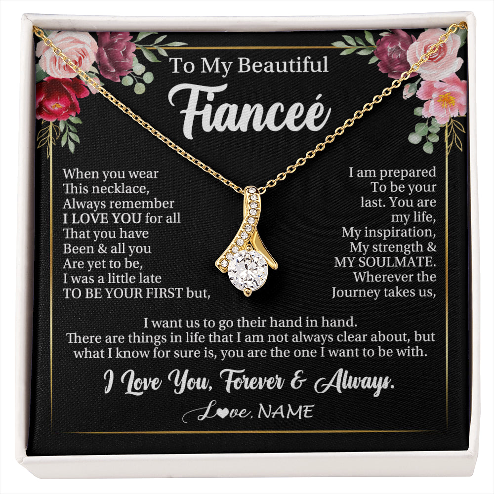 Alluring Beauty Necklace 18K Yellow Gold Finish | 1 | Personalized To My Beautiful Fiancee Gifts Necklace From Fiance When You Wear This Necklace Fiancee Birthday Christmas Anniversary Day Gift Box Message Card | siriusteestore