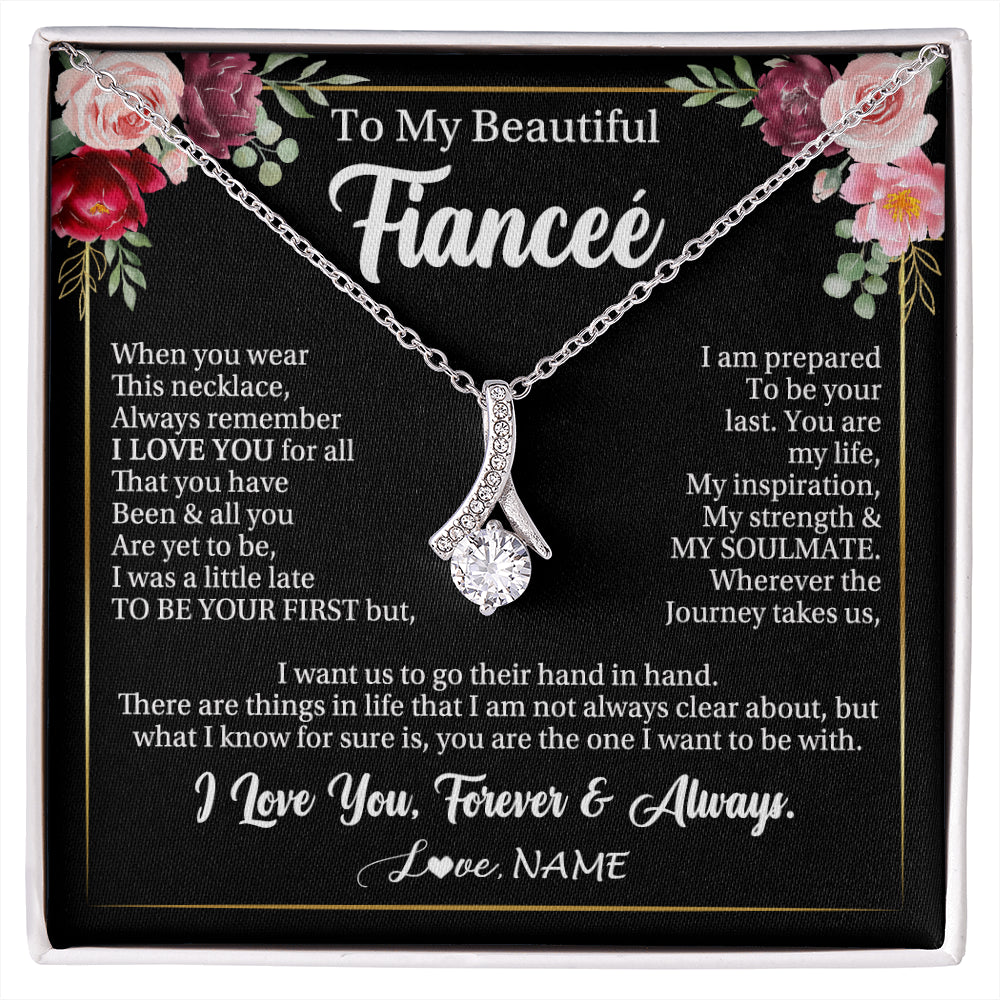 Alluring Beauty Necklace 14K White Gold Finish | 1 | Personalized To My Beautiful Fiancee Gifts Necklace From Fiance When You Wear This Necklace Fiancee Birthday Christmas Anniversary Day Gift Box Message Card | siriusteestore