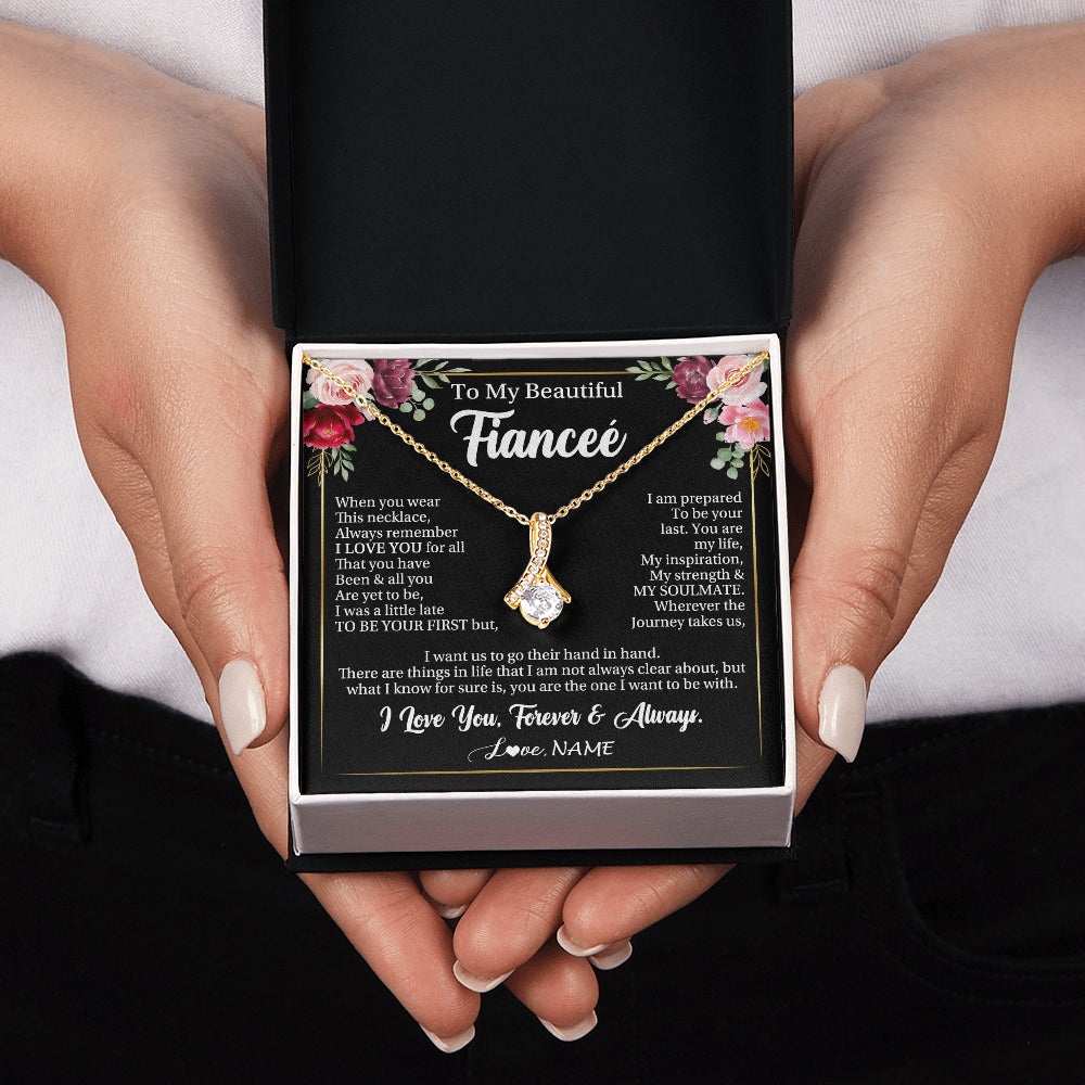 Alluring Beauty Necklace 18K Yellow Gold Finish | 2 | Personalized To My Beautiful Fiancee Gifts Necklace From Fiance When You Wear This Necklace Fiancee Birthday Christmas Anniversary Day Gift Box Message Card | siriusteestore