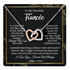 Interlocking Hearts Necklace Stainless Steel & Rose Gold Finish | 1 | Personalized To My Beautiful Fiancee Necklace From Fiance Feel My Love For Her Fiancee Birthday Anniversary Valentines Day Christmas Customized Message Card | siriusteestore