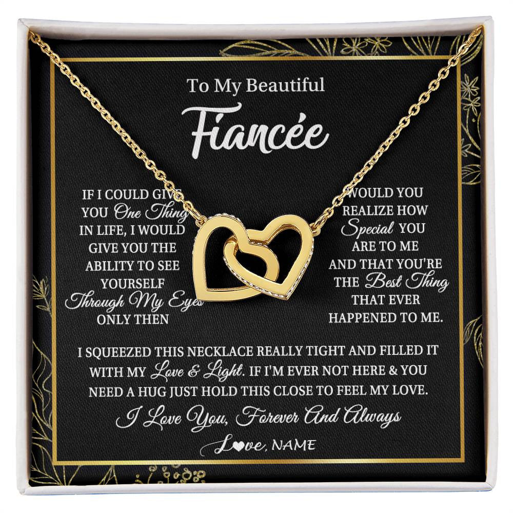 Personalized To My Beautiful Fiancee Necklace From Fiance Feel My Love For Her Fiancee Birthday Anniversary Valentines Day Christmas Customized Message Card Interlocking Hearts Neckla abac9b38 a434 4987 b477