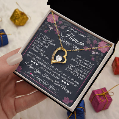 Forever Love Necklace 18K Yellow Gold Finish | 2 | Personalized To My Beautiful Fiancee Necklace From Fiance I Love You Fiancee Gifts Romantic Birthday Valentines Christmas Custom Gift Box Message Card | siriusteestore.myshopify