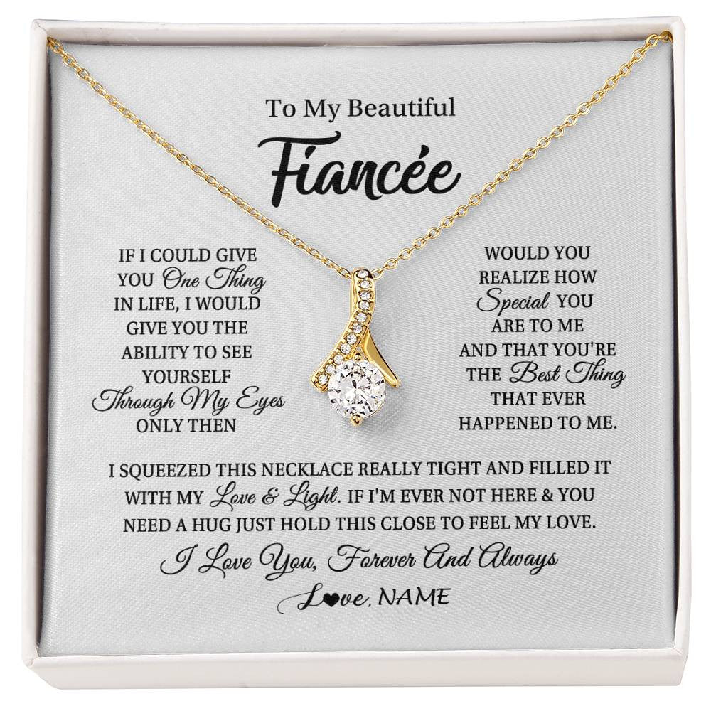 Alluring Beauty Necklace 18K Yellow Gold Finish | 1 | Personalized To My Beautiful Fiancee Necklace From Fiance If I Could Give You Fiancee Birthday Anniversary Christmas Jewelry Customized Gift Box Message Card | siriusteestore