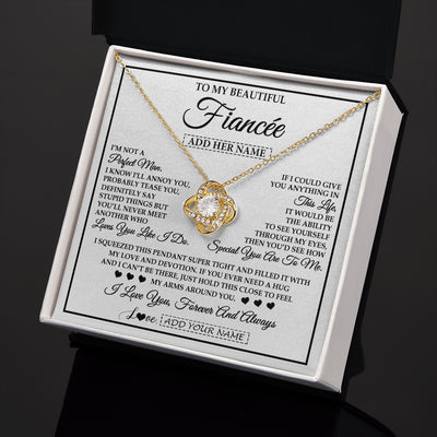 Love Knot Necklace 18K Yellow Gold Finish | 2 | Personalized To My Beautiful Fiancée Necklace From Fiancé Love You Like I Do Promise Fiancee Romantic Birthday Anniversary Christmas Gift Box Message Card | siriusteestore