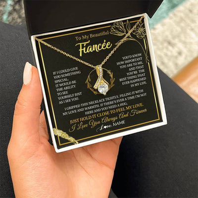 Alluring Beauty Necklace 18K Yellow Gold Finish | 2 | Personalized To My Beautiful Fiancée Necklace From Fiancé My Love Fiancee Birthday Romantic Unique Anniversary Christmas Customized Gift Box Message Card | siriusteestore
