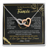 Interlocking Hearts Necklace Stainless Steel & Rose Gold Finish | 1 | Personalized To My Beautiful Fiancée Necklace From Fiancé My Love Fiancee Birthday Romantic Unique Anniversary Christmas Customized Gift Box Message Card | siriusteestore