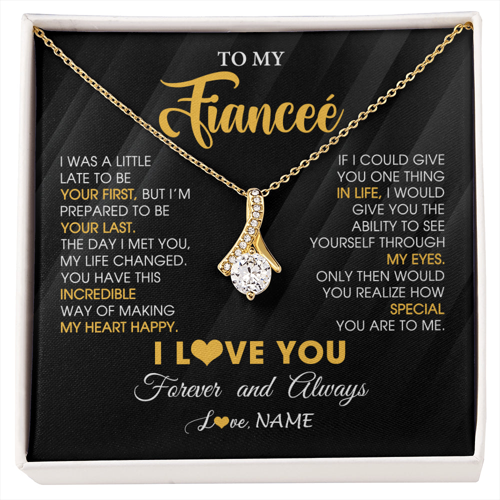 Alluring Beauty Necklace 18K Yellow Gold Finish | 1 | Personalized To My Beautiful Fiancee Necklace From Fiance Son Jewelry Forever Love Fiancee Birthday Gifts Anniversary Valentines Day Gift Box Message Card | siriusteestore